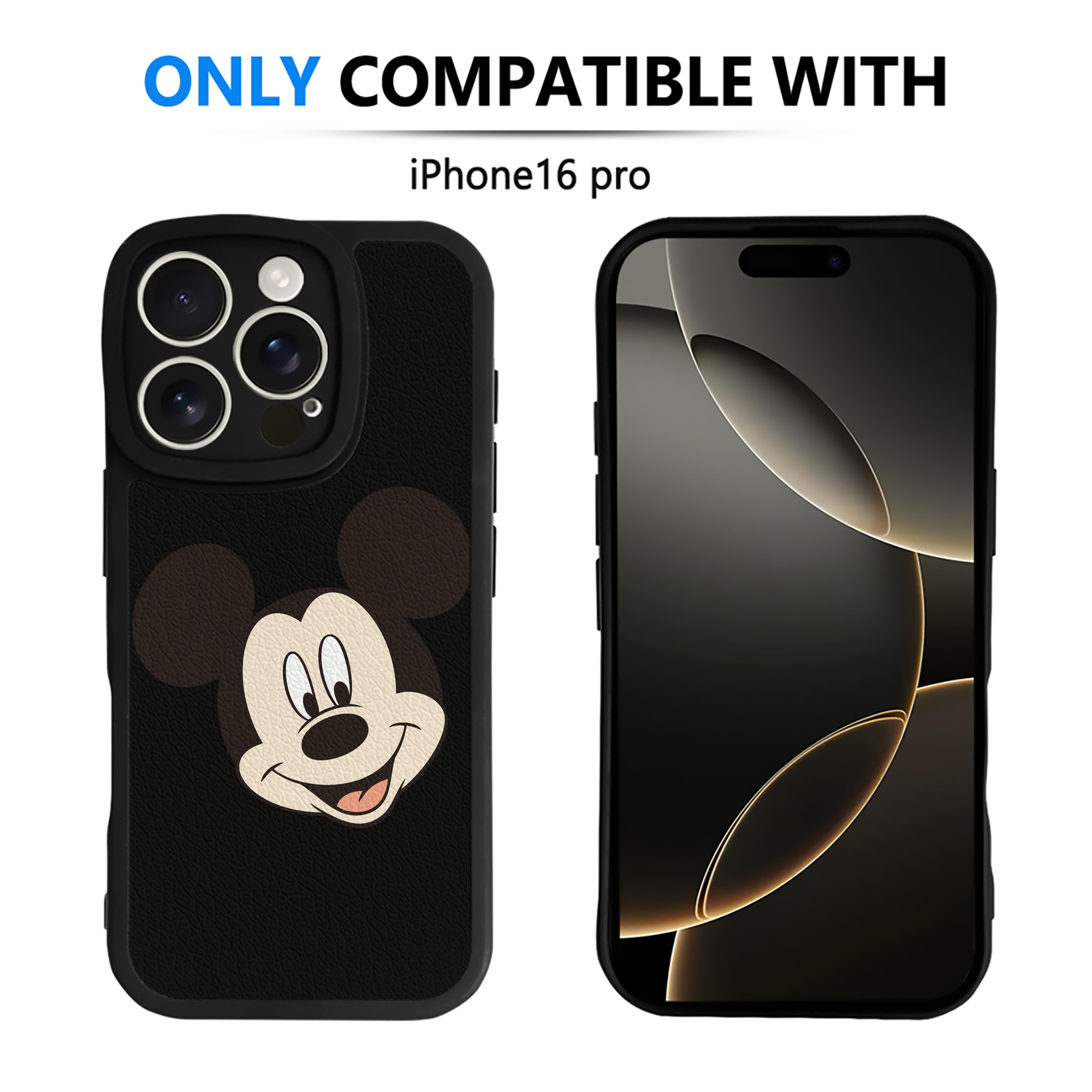 （画像用） ミッキーマウス Mickey Mouse 【iPhone 16シリーズ対応】シリコンスマホケース（レザー調） 材質：シリコン